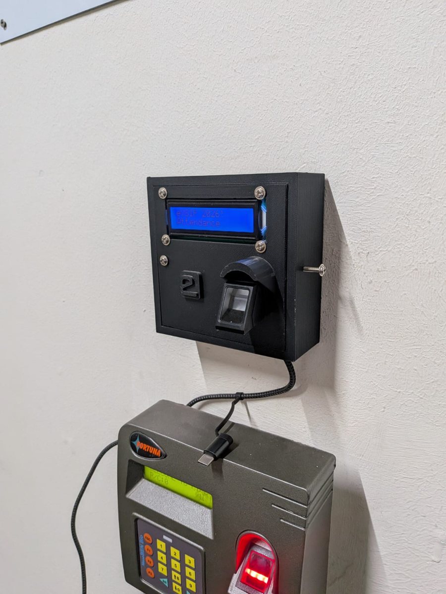 Attendance module mounted on a wall