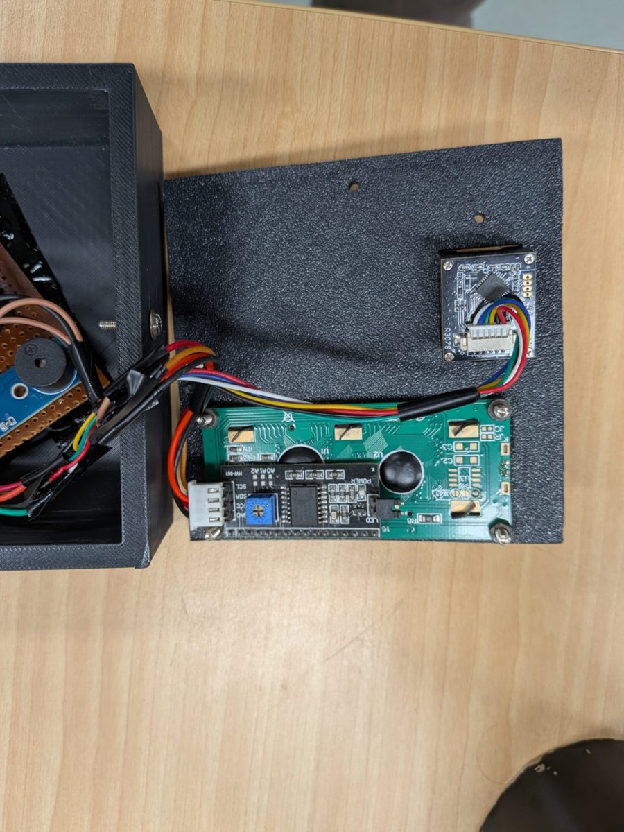 LCD and fingerprint sensor inside the lid